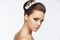 Girl with bridal hairstyle and makeup