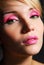 Girl with bright pink make-up