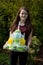 Girl brings birthday cake made of toilet paper