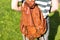 Girl with a brown backpack