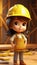 girl builder in a yellow helmet