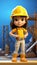 girl builder in a yellow helmet