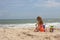 Girl building sand castle 2