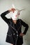 Girl with bunny rabbit mask in cute posing