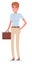 Girl businessman with briefcases. Vector illustration isolated in cartoon flat style.