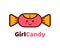 Girl candy logo design creative concept. Vector