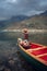 Girl canoeing on a lake