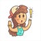 Girl In Cap, Choker And Blue Top Saying Something Important Hand Drawn Emoji Cool Outlined Portrait