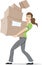 Girl carrying boxes.