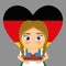 Girl cartoon costume traditional heart flag icon. Germany. Vecto
