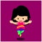 Girl Cartoon dancing, jumping, happy, cheerful. Daily fun activities. funny character illustration