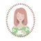 Girl Character Avatar in oval floral frame