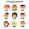 Girl Character Avatar Set Vector. Woman Face, Emotions. Default Female Avatar Placeholder Collection. Cartoon, Comic