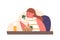 Girl Character Enjoys A Nutritious Dinner, Savoring A Colorful Plate Of Fresh Vegetables, Lean Protein, Vector