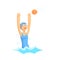 Girl character in swimsuit and goggles playing in water polo