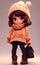 girl character wear autumn outfit 3D illustration ai generated