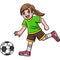 Girl Chasing a Soccer Ball Cartoon Clipart I