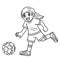 Girl Chasing Soccer Ball Isolated Coloring Page