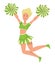 Girl cheerleader in uniform with pompoms jumping isolated female character