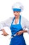 Girl in chef uniforms