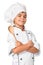 Girl chef with wooden spoon