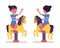 Girl child 7, 9 yo school black kid, horse spring rider