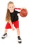 Girl Child Basketball Player Dribbling Ball