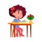 Girl Child Eating Vegetable Vitamin Salad Vector