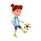Girl Child Playing Football Team Sport Game Vector