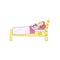 Girl child sleeps with a toy in bed. Vector color illustration