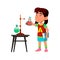 Girl Child Study On Chemistry School Lesson Vector