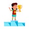 Girl Child Winner On Pedestal With Reward Vector