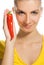 Girl with chili pepper