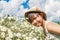 Girl in Chrysanthemum field