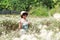 Girl in Chrysanthemum field