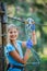 Girl in a climbing adventure park