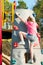 Girl on climbing wall