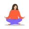 Girl with closed eyes in the lotus position