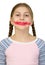 Girl with clown smile