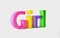 Girl Colored Word. 3D Render Illustration