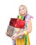 Girl with coloured New Year gifts