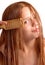 Girl combing long hair