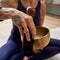 Girl conducting the mantra ritual at home