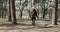 Girl in a coniferous forest on a sunny day in the spring