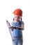 Girl with a construction helmet