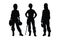 Girl construction worker wearing uniforms silhouette bundle. Female bricklayer silhouette collection. Mason women with anonymous