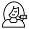 Girl and conversational bubble icon, outline style