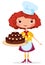 Girl cook with cake