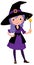 Girl in costume Halloween witch with a magic wand vector cartoon