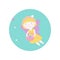 Girl in costume of a tooth fairy.Vector illustration. Fairy-tale subjects and characters. Objects on a colored circle